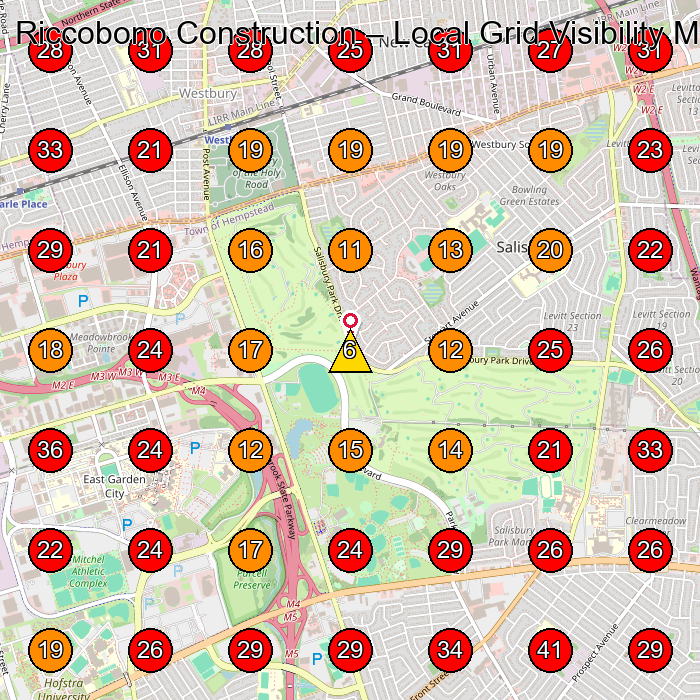 Riccobono Construction GeoGrid visibility map for General Contractor in Westbury